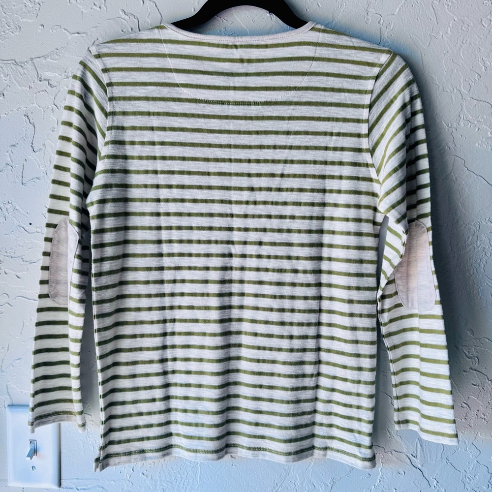 Me & Henry Green White Long Sleeve Striped Tee Size 12Y NWT - Picture 3 of 4
